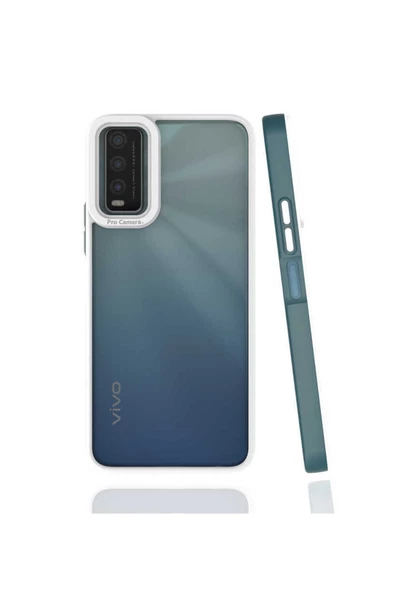 CEPCASE    Vivo Y20 S Uyumlu Kılıf Darbe Emici Kamera Lens Korumalı Arkası Mat Kapak