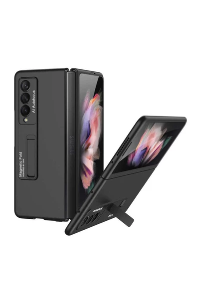 CEPCASE    Galaxy Z Fold 3 Kılıf Z-stand Manyetik Luxury Oleofobik Nano Kaplama Teknolojisi Tam Koruma Kapak