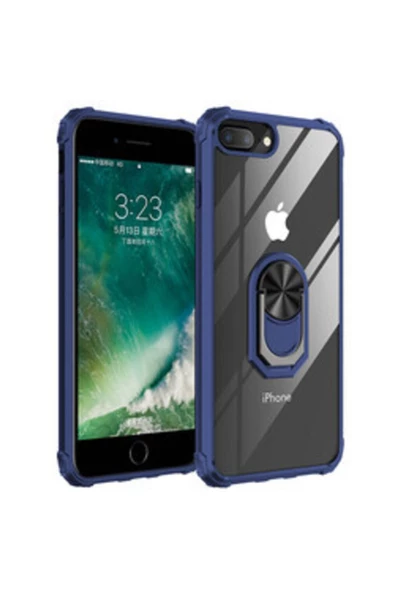 CEPCASE    Iphone 7 Plus Kılıf Yüzüklü Standlı Manetik Şeffaf Tam Koruma