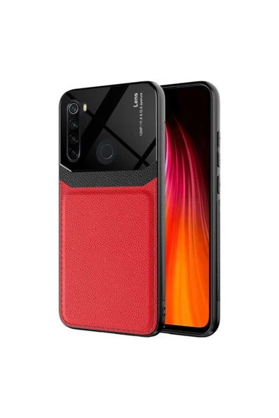 CEPCASE    Xiaomi Redmi Note 8 Kılıf Piano Black Çift Renk Deri Görünümlü Pc Sert Kılıf