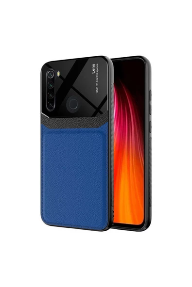 CEPCASE    Xiaomi Redmi Note 8 Kılıf Piano Black Çift Renk Deri Görünümlü Pc Sert Kılıf