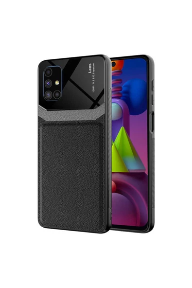 CEPCASE    Galaxy M51 Kılıf Piano Black Çift Renk Deri Görünümlü Pc Sert Kılıf ürün görseli