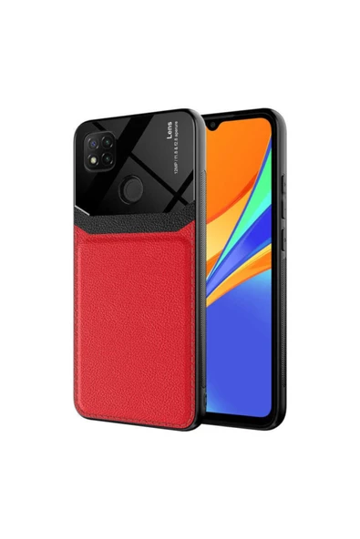 CEPCASE    Xiaomi Redmi 9c Kılıf Piano Black Çift Renk Deri Görünümlü Pc Sert Kılıf
