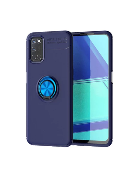 CEPCASE    Oppo A52 Kılıf Yüzüklü Standlı Soft Parmak Izi Bırakmaz+nano Ekran Koruma