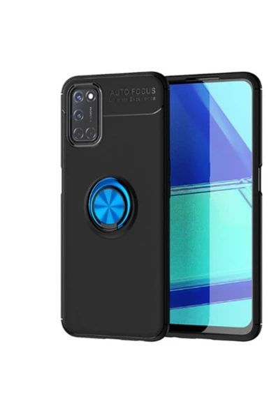 CEPCASE    Oppo A52 Kılıf Yüzüklü Standlı Soft Parmak Izi Bırakmaz+nano Ekran Koruma