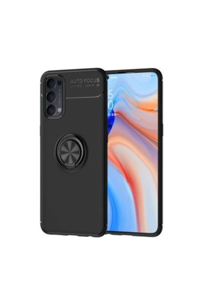 CEPCASE    Oppo Reno 4 Kılıf Yüzüklü Standlı Soft Parmak Izi Bırakmaz+nano Ekran Koruma ürün görseli