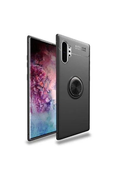 CEPCASE    Samsung Galaxy Note 10 Plus Kılıf Yüzüklü Standlı Soft Parmak Izi Bırakmaz+nano Ekran Koruma