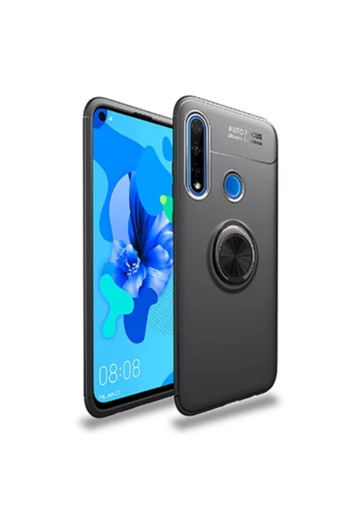 CEPCASE    Huawei P40 Lite E Kılıf Yüzüklü Standlı Soft Parmak Izi Bırakmaz+nano Ekran Koruma