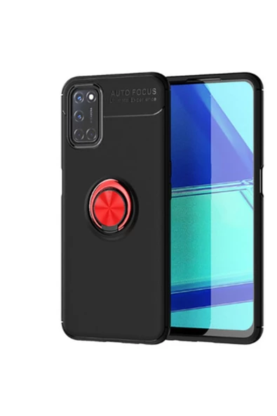 CEPCASE    Oppo A52 Kılıf Yüzüklü Standlı Soft Parmak Izi Bırakmaz+nano Ekran Koruma