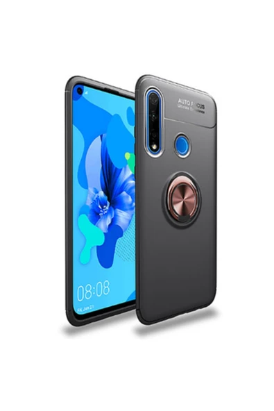 CEPCASE    Huawei P40 Lite E Kılıf Yüzüklü Standlı Soft Parmak Izi Bırakmaz+nano Ekran Koruma