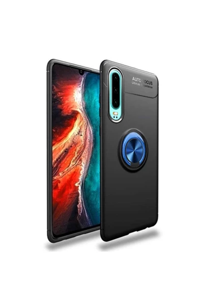 CEPCASE    Huawei P30 Kılıf Yüzüklü Standlı Soft Parmak Izi Bırakmaz+nano Ekran Koruma