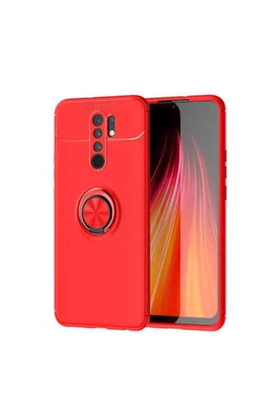 CEPCASE    Xiaomi Redmi 9 Kılıf Yüzüklü Standlı Soft Parmak Izi Bırakmaz+nano Ekran Koruma