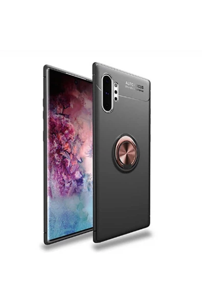 CEPCASE    Samsung Galaxy Note 10 Plus Kılıf Yüzüklü Standlı Soft Parmak Izi Bırakmaz+nano Ekran Koruma