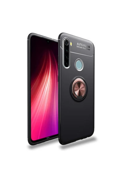 CEPCASE    Xiaomi Redmi Note 8 Kılıf Yüzüklü Standlı Soft Parmak Izi Bırakmaz+nano Ekran Koruma