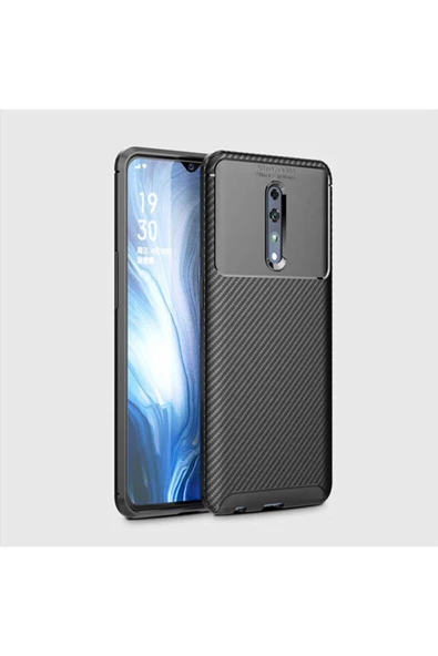 CEPCASE    Oppo Reno Z Kılıf Ultra Slim Fit Karbon Tasarım Tam Kalıp+nano Ekran Koruma