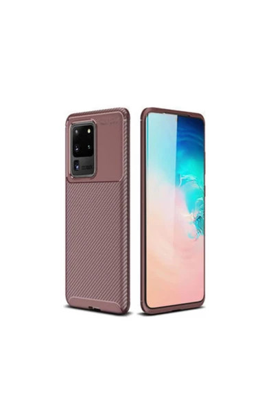 CEPCASE    Samsung Galaxy S20 Ultra Kılıf Ultra Slim Fit Karbon Tasarım Tam Kalıp+nano Ekran Koruma