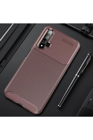CEPCASE    Huawei Nova 5t Kılıf Ultra Slim Fit Karbon Tasarım Tam Kalıp+nano Ekran Koruma - Resim 2