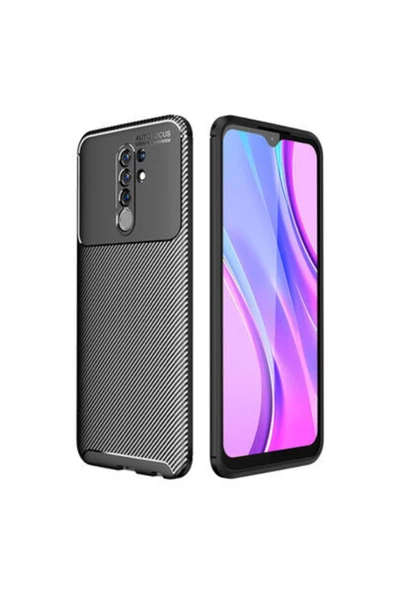 CEPCASE    Xiaomi Redmi 9 Kılıf Ultra Slim Fit Karbon Tasarım Tam Kalıp+nano Ekran Koruma
