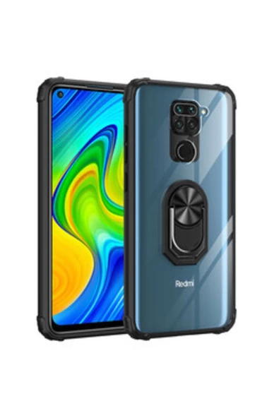 CEPCASE    Xiaomi Redmi Note 9 Uyumlu Yüzüklü Standlı Manetik Şeffaf Tam Koruma Kılıf ürün görseli