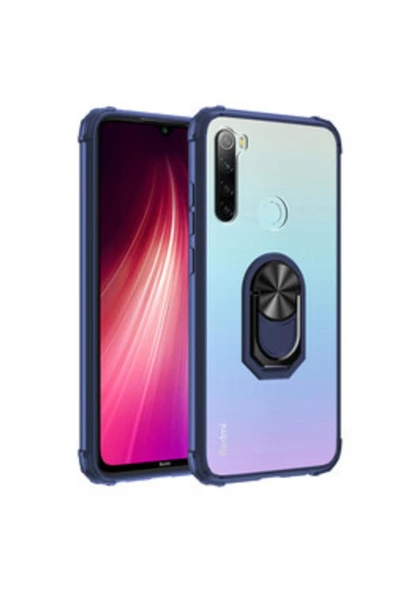 CEPCASE    Xiaomi Redmi Note 8 Uyumlu Yüzüklü Standlı Manetik Şeffaf Tam Koruma Kılıf