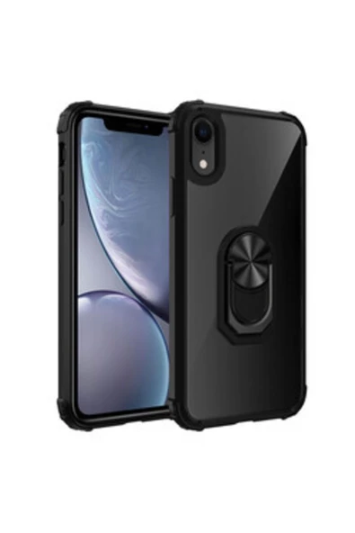 CEPCASE    Iphone Xr 6.1 Kılıf Yüzüklü Standlı Manetik Şeffaf Tam Koruma ürün görseli