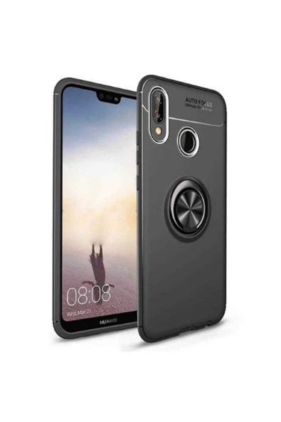 CEPCASE    Huawei P Smart 2019 Kılıf Yüzüklü Standlı Soft Parmak Izi Bırakmaz Kapak