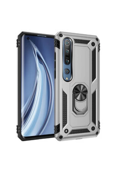 CEPCASE    Xiaomi Mi Note 10 Lite Kılıf Yüzüklü Standlı Mıknatıslı Zırhlı Panzr Koruma 9h Antishock Nano Cam ürün görseli