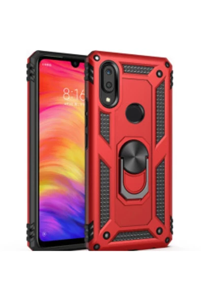 CEPCASE    Huawei P Smart 2019 Kılıf Yüzüklü Standlı Mıknatıslı Zırhlı Panzr Koruma 9h Antishock Nano Cam