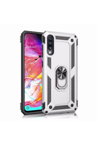CEPCASE    Galaxy A50 Kılıf Yüzüklü Standlı Mıknatıslı Zırhlı Panzr Koruma 9h Antishock Nano Cam