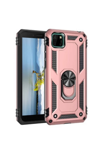 CEPCASE    Huawei Y5p Kılıf Yüzüklü Standlı Mıknatıslı Zırhlı Panzr Koruma 9h Antishock Nano Cam