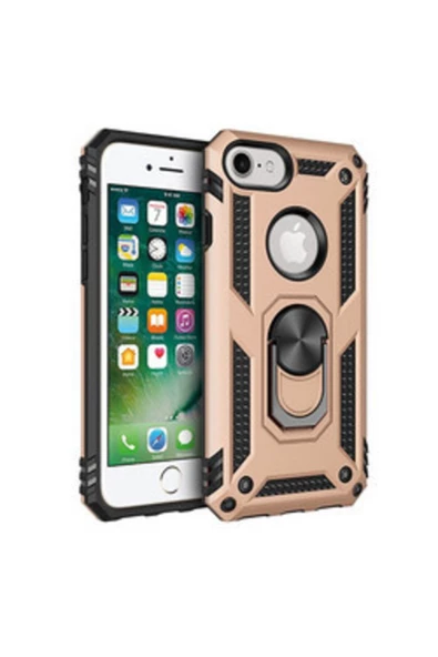 CEPCASE    Iphone 7 Kılıf Yüzüklü Standlı Mıknatıslı Zırhlı Panzr Koruma 9h Antishock Nano Cam