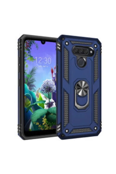 CEPCASE    Lg Q60 Kılıf Yüzüklü Standlı Mıknatıslı Zırhlı Panzr Koruma 9h Antishock Nano Cam ürün görseli