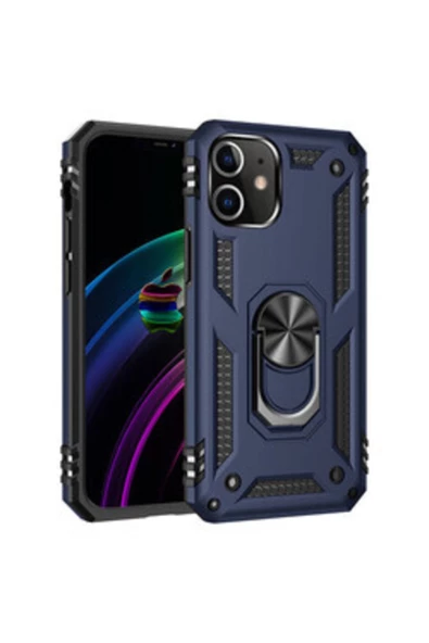 CEPCASE    Iphone 12 Mini Kılıf Yüzüklü Standlı Mıknatıslı Zırhlı Panzr Koruma 9h Antishock Nano Cam ürün görseli