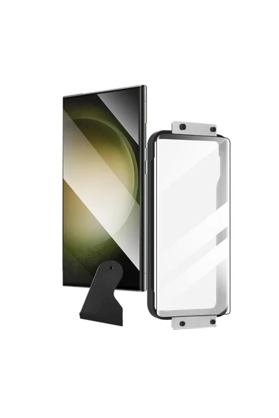 CEPCASE    Galaxy S24 Ultra Ekran Koruyucu Easy App Tak Yapıştır Silikon Tam Kapan Ekran Koruma Siyah
