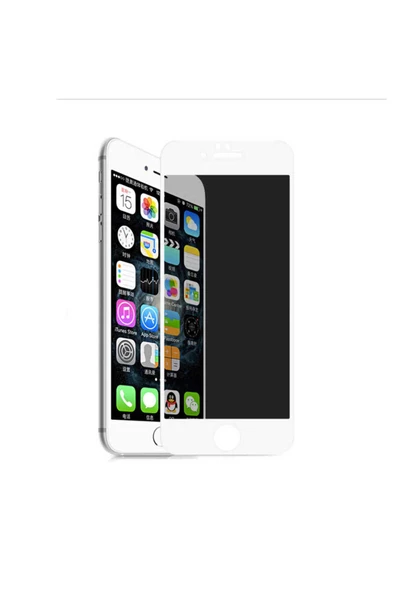 CEPCASE    Apple iPhone 6 Ekran Koruyucu 5D Privacy Glass Screen Protector Tam Kalıp Beyaz