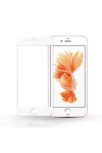 CEPCASE    Apple iPhone 7 Ekran Koruyucu Kenar Korumalı Tam Kapatan 5D Temperli Cam Ekran Koruma Beyaz