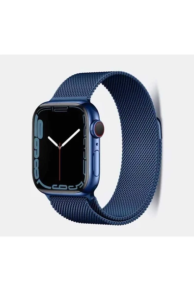 CEPCASE    Apple Watch 7 45mm Kordon Metal Hasır Örgü Tasarım Paslanmaz Mıknatıslı Ayarlanabilir