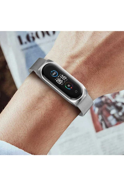 CEPCASE    Xiaomi Mi Band 6 Kordon/Kayış Metal Hasır Örgü Tasarım Paslanmaz Mıknatıslı Ayarlanabilir - 6
