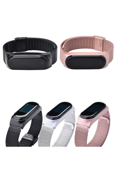 CEPCASE    Xiaomi Mi Band 4 Kordon/Kayış Metal Hasır Örgü Tasarım Paslanmaz Mıknatıslı Ayarlanabilir - 4