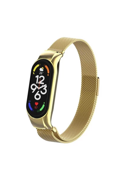 CEPCASE    Xiaomi Mi Band 7 Kordon/Kayış Metal Hasır Örgü Tasarım Paslanmaz Mıknatıslı Ayarlanabilir