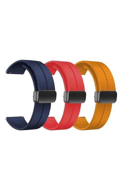 CEPCASE    Samsung Galaxy Watch Active 2 44mm Uyumlu Kordon/Kayış Çizgili Tasarım Metal Toka Esnek  Silikon - 4