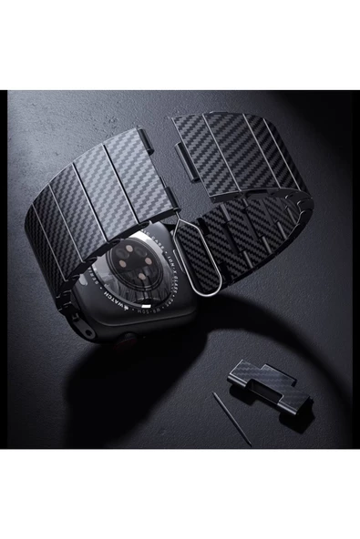 CEPCASE    Watch 7 41mm Kordon/kayış 600d Karbon Fiber Malzeme 31gr Ağırlık Otomatik Mekanizmalı Kordon - 4