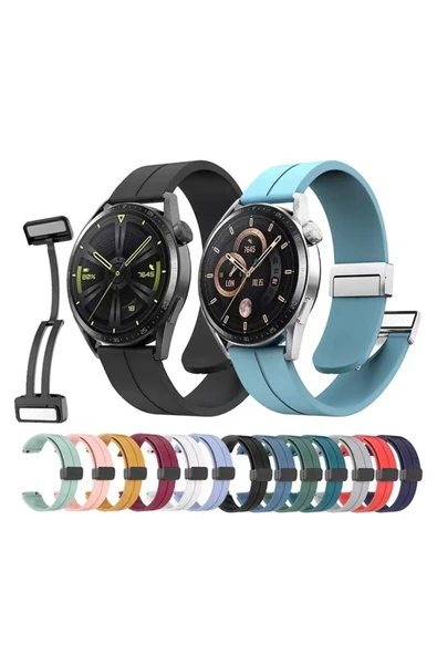 CEPCASE    Samsung Gear S2 Kordon/Kayış Çizgili Tasarım Metal Toka Esnek Sağlam Silikon Kordon - 3