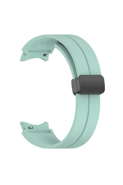 CEPCASE    Samsung Galaxy Watch 4 44mm Koron/Kayış Çizgili Tasarım Metal Toka Esnek Sağlam Silikon Kordon