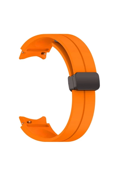 CEPCASE    Samsung Galaxy Watch 4 44mm Koron/Kayış Çizgili Tasarım Metal Toka Esnek Sağlam Silikon Kordon - Resim 2