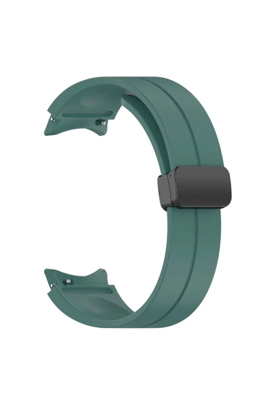CEPCASE    Samsung Galaxy Watch 4 40mm Uyumlu Koron/Kayış Çizgili Tasarım Metal Toka Esnek Silikon Kordon