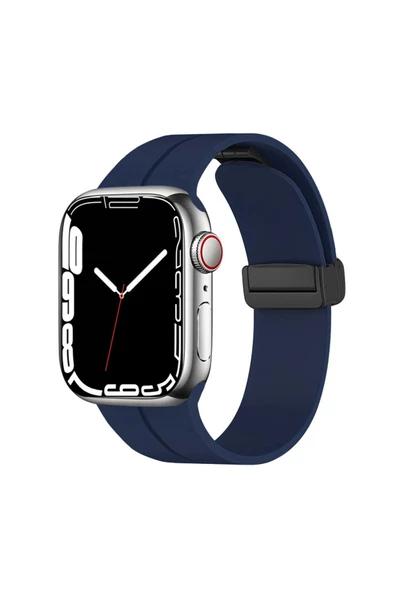 CEPCASE    Apple Watch 7 41mm Kordon/Kayış Çizgili Tasarım Metal Toka Esnek Sağlam Silikon Kordon - 2