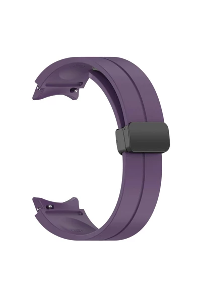 CEPCASE    Samsung Galaxy Watch 4 40mm Koron/Kayış Çizgili Tasarım Metal Toka Esnek Sağlam Silikon Kordon