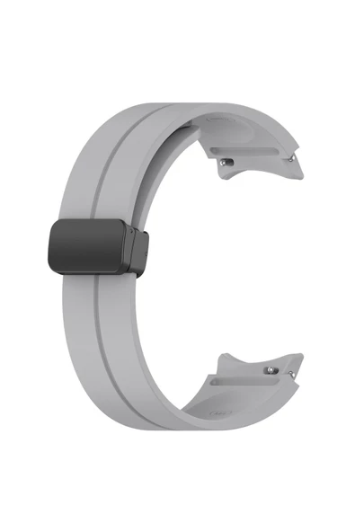 CEPCASE    Samsung Galaxy Watch 4 44mm Koron/Kayış Çizgili Tasarım Metal Toka Esnek Sağlam Silikon Kordon