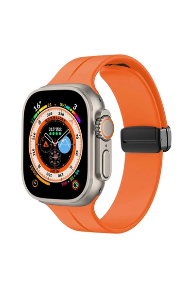 CEPCASE    Watch Ultra 49mm Kordon/kayış Çizgili Tasarım Metal Toka Esnek Sağlam Silikon Kordon